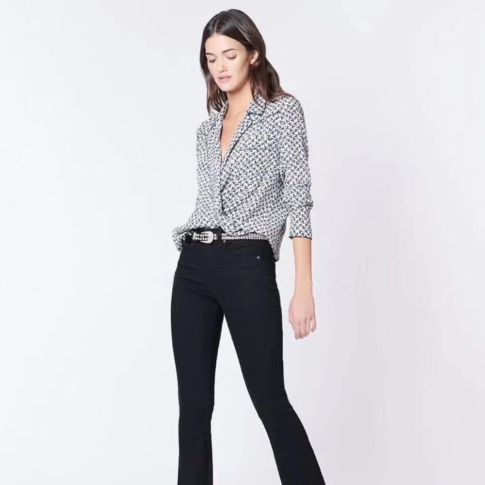 Veronica Beard Denim Worth Blouse in White Blue - Picture 4 of 7